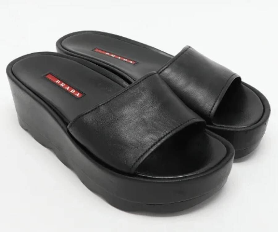 Prada Vintage Pre-owned Leather sandals Black Dames