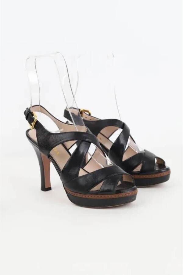 Prada Vintage Pre-owned Leather sandals Black Dames