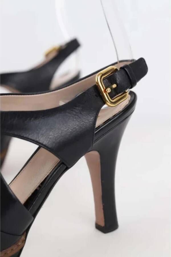 Prada Vintage Pre-owned Leather sandals Black Dames