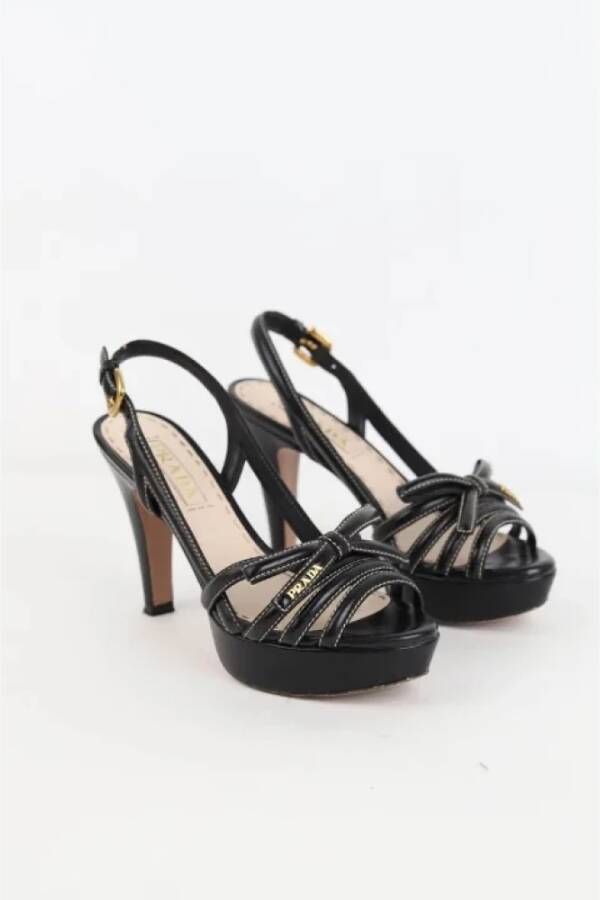Prada Vintage Pre-owned Leather sandals Black Dames