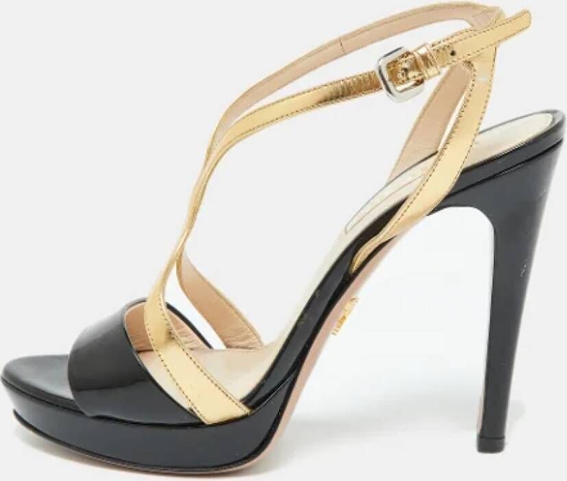 Prada Vintage Pre-owned Leather sandals Black Dames