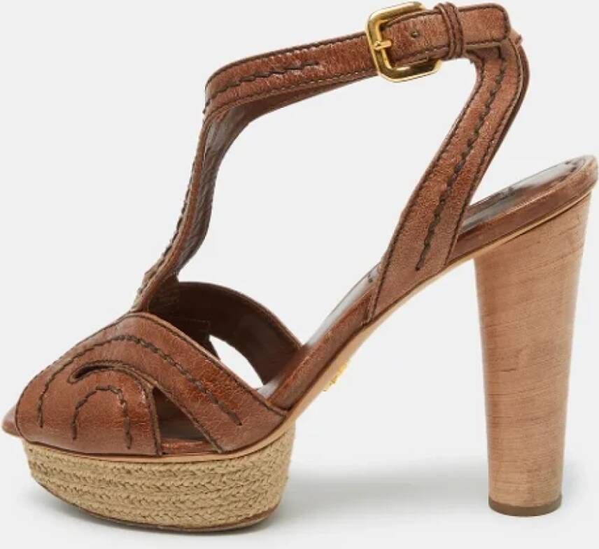 Prada Vintage Pre-owned Leather sandals Brown Dames