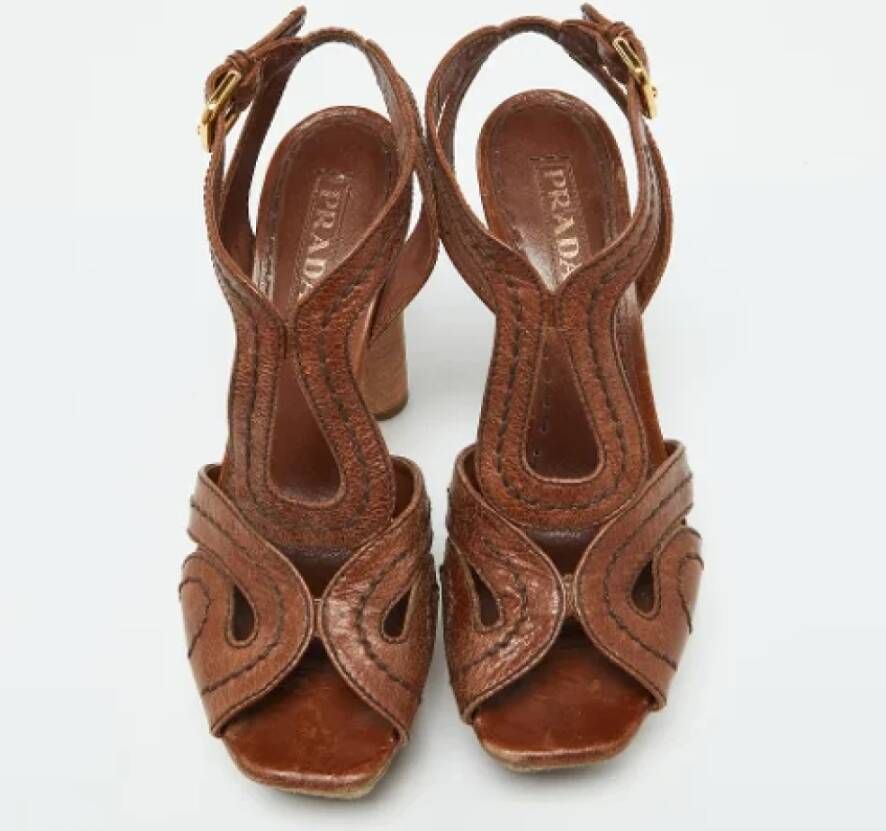 Prada Vintage Pre-owned Leather sandals Brown Dames