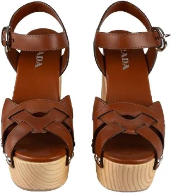 Prada Vintage Pre-owned Leather sandals Brown Dames