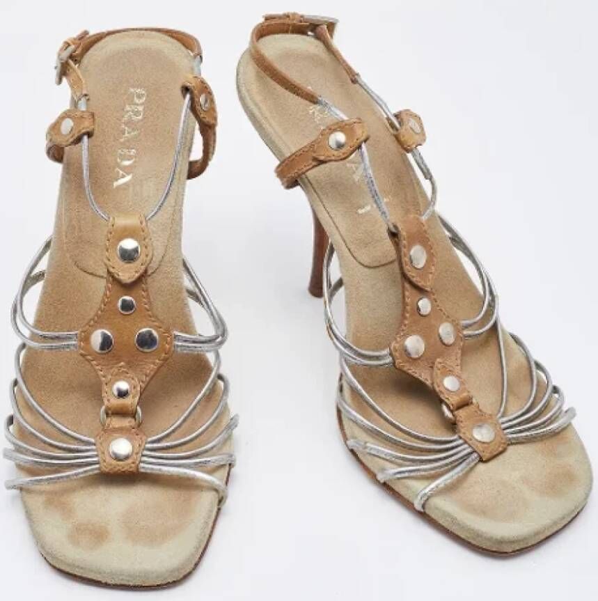 Prada Vintage Pre-owned Leather sandals Gray Dames