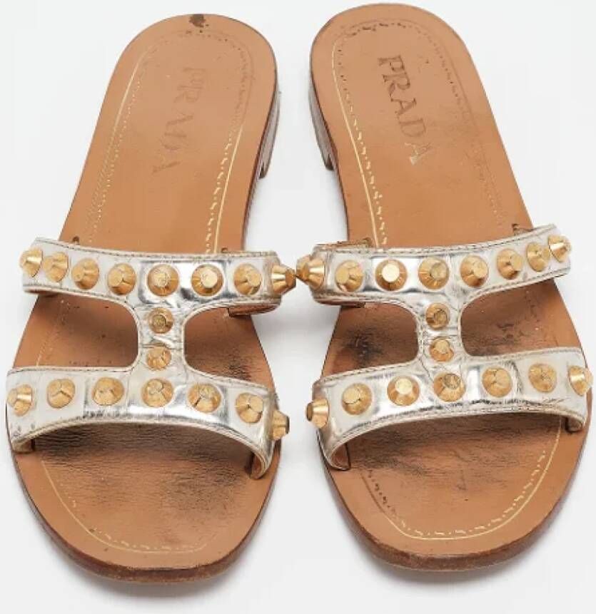 Prada Vintage Pre-owned Leather sandals Gray Dames