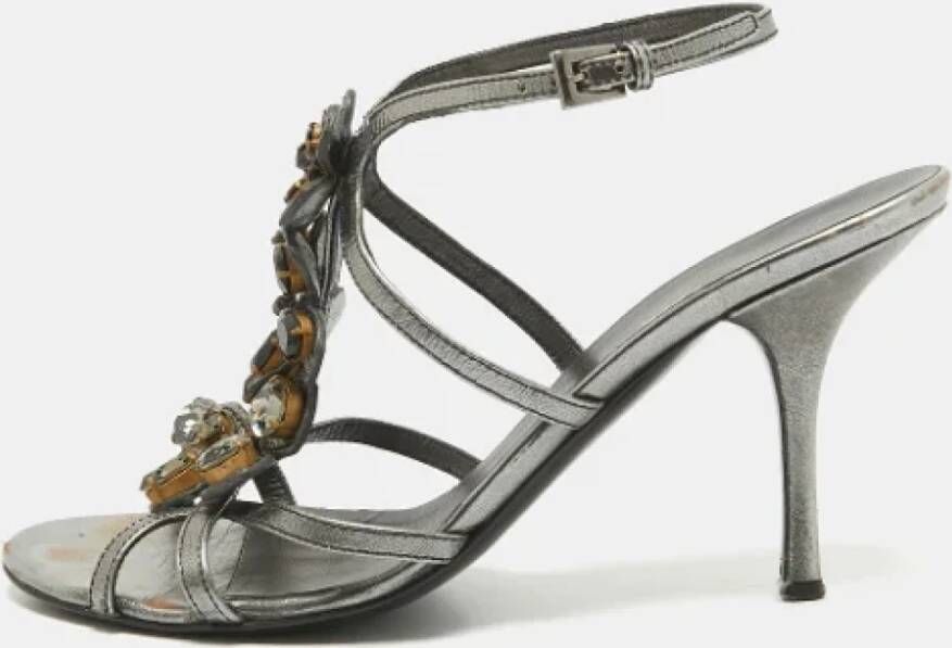 Prada Vintage Pre-owned Leather sandals Gray Dames