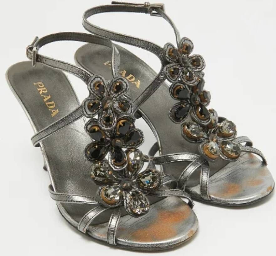 Prada Vintage Pre-owned Leather sandals Gray Dames