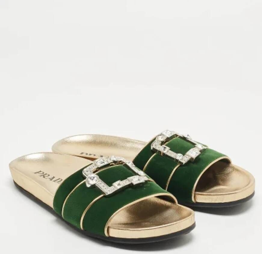 Prada Vintage Pre-owned Leather sandals Green Dames