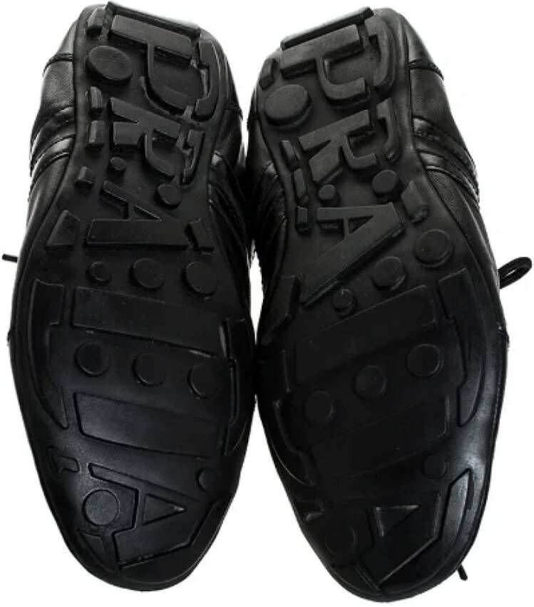 Prada Vintage Pre-owned Leather sneakers Black Dames