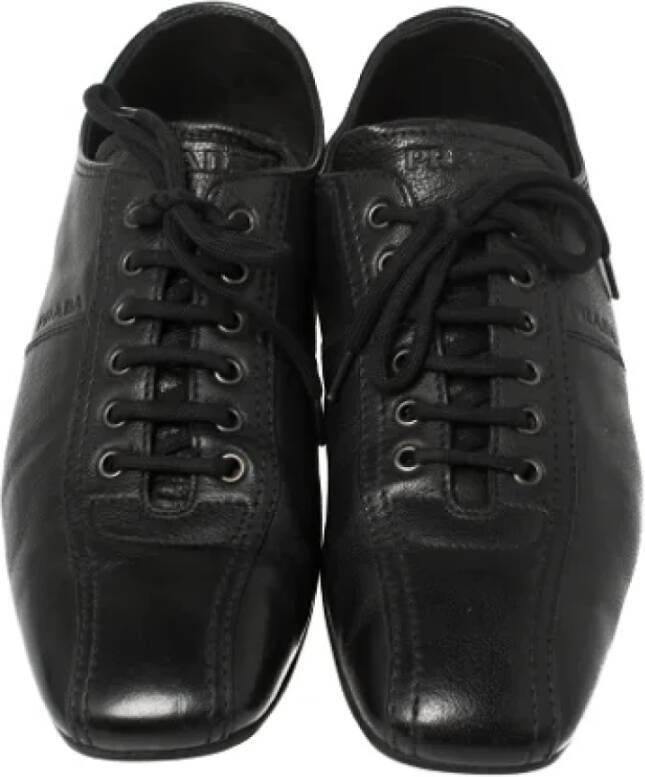 Prada Vintage Pre-owned Leather sneakers Black Dames