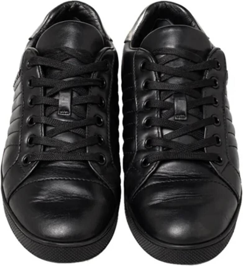 Prada Vintage Pre-owned Leather sneakers Black Dames