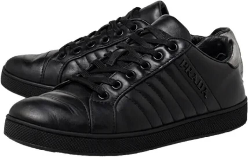 Prada Vintage Pre-owned Leather sneakers Black Dames