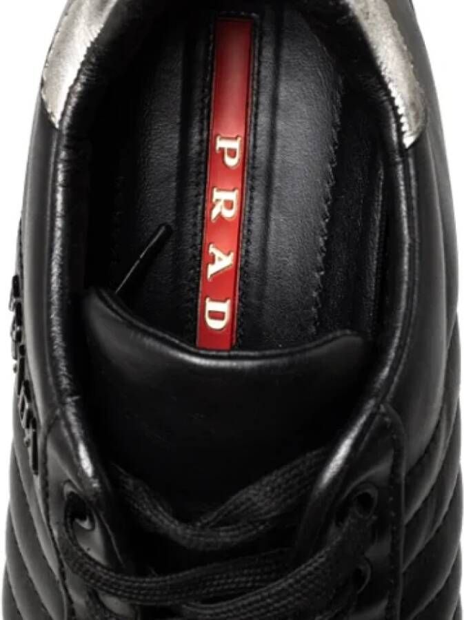 Prada Vintage Pre-owned Leather sneakers Black Dames