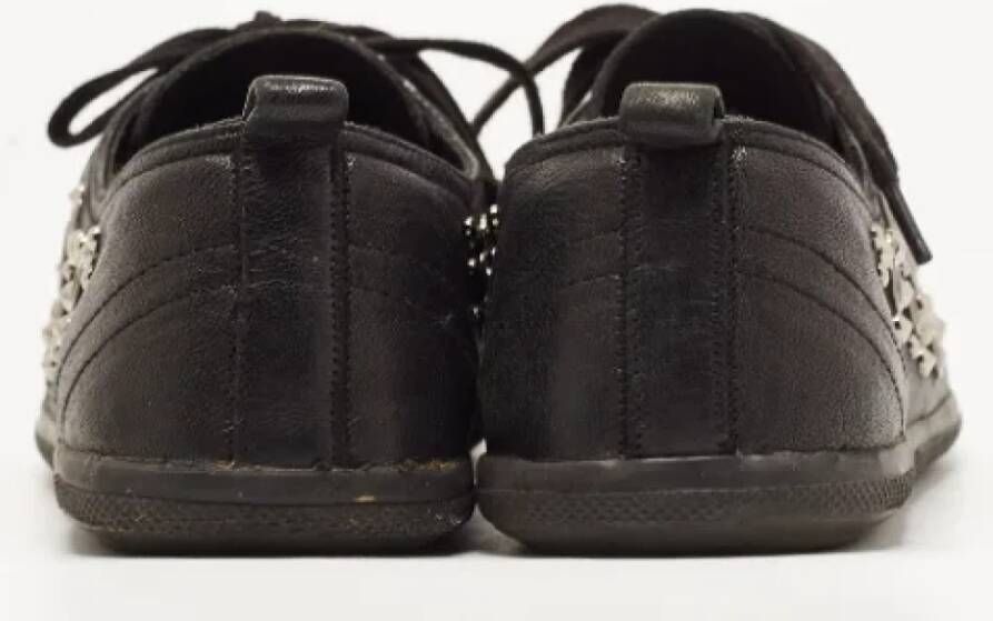 Prada Vintage Pre-owned Leather sneakers Black Dames