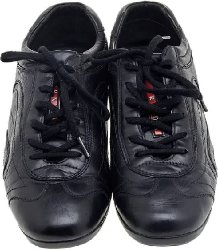 Prada Vintage Pre-owned Leather sneakers Black Dames