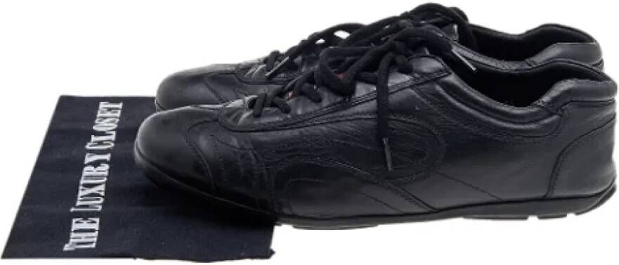 Prada Vintage Pre-owned Leather sneakers Black Dames