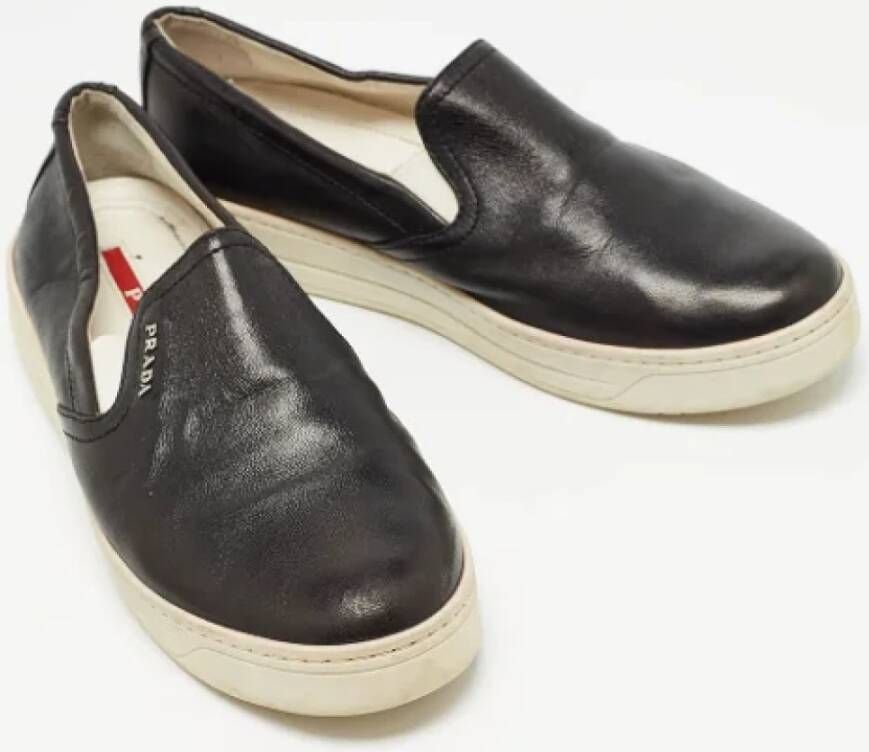 Prada Vintage Pre-owned Leather sneakers Black Dames