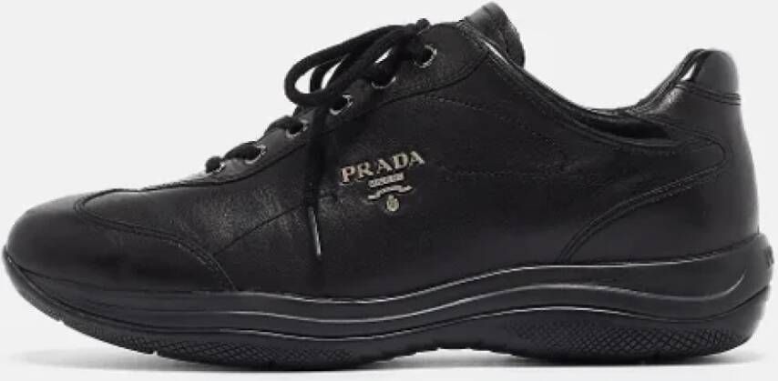 Prada Vintage Pre owned Leather sneakers Black Dames Schoenen
