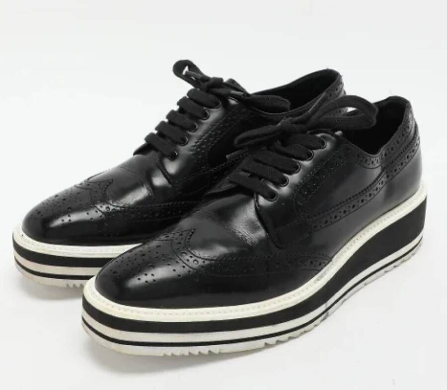 Prada Vintage Pre-owned Leather sneakers Black Dames