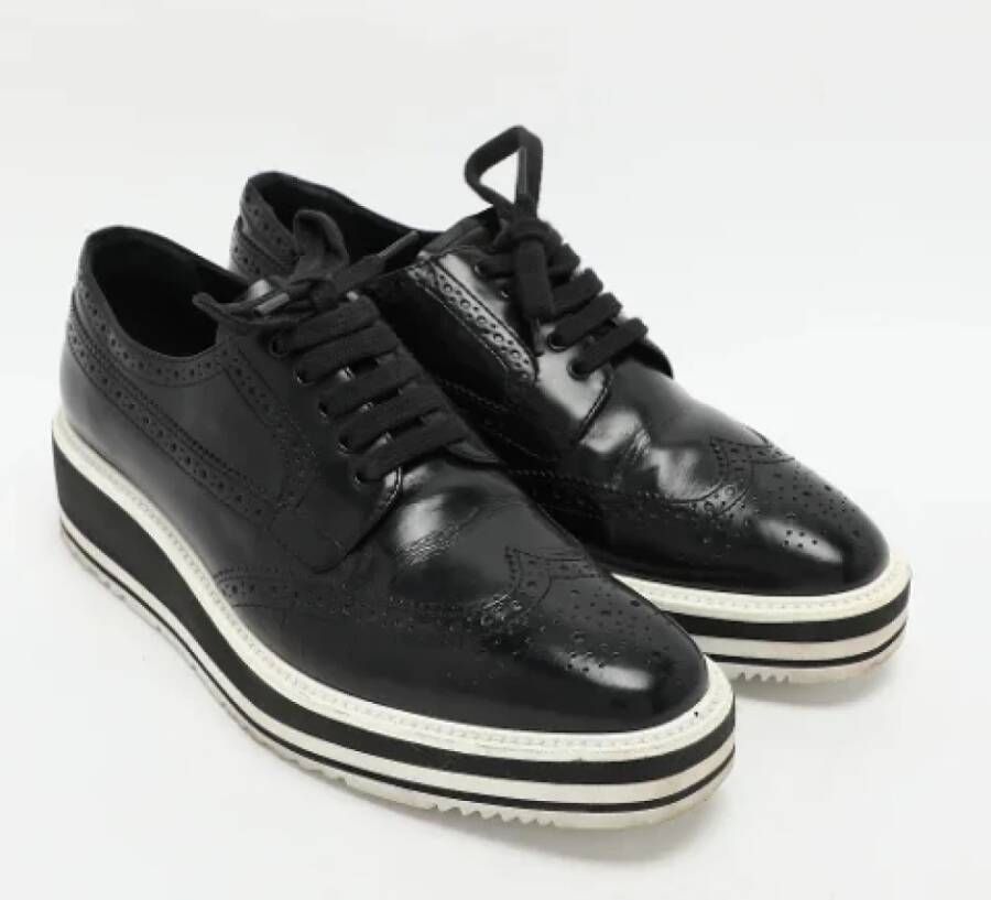 Prada Vintage Pre-owned Leather sneakers Black Dames