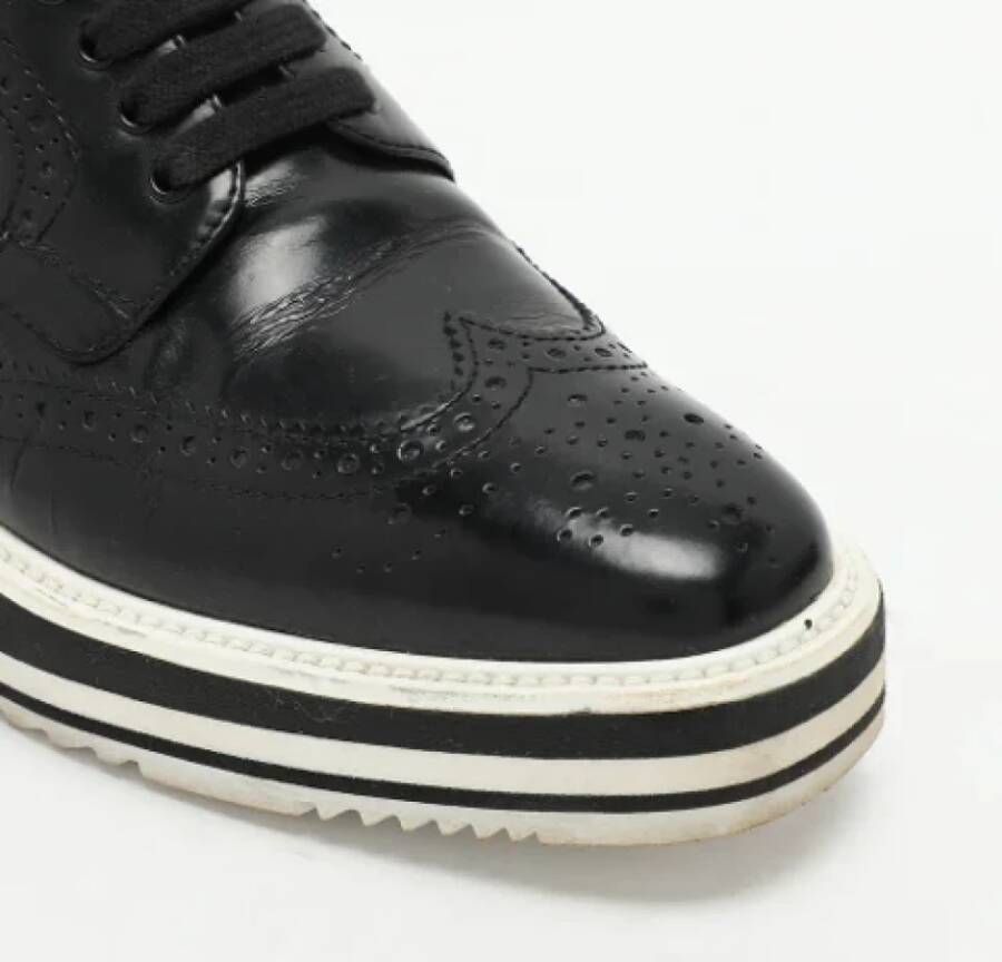 Prada Vintage Pre-owned Leather sneakers Black Dames