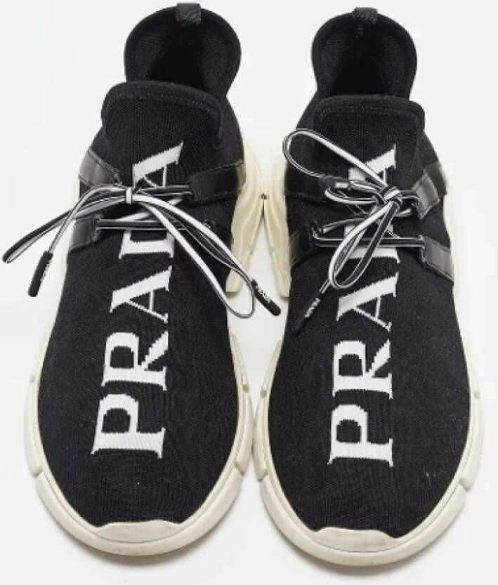 Prada Vintage Pre-owned Leather sneakers Black Dames