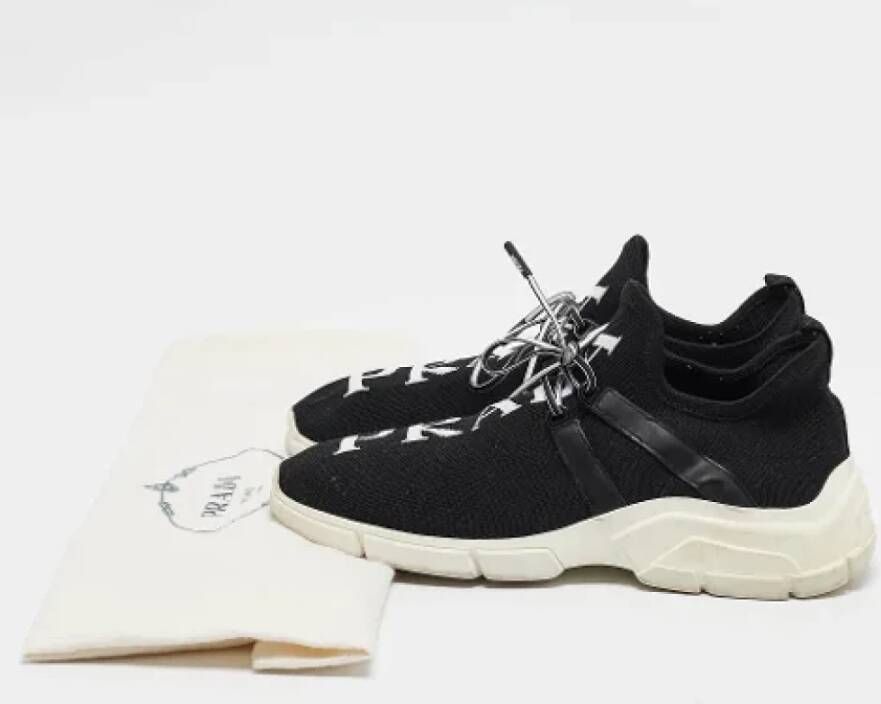 Prada Vintage Pre-owned Leather sneakers Black Dames
