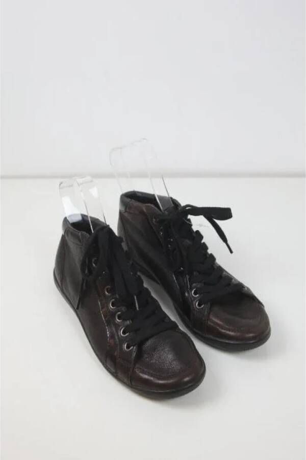 Prada Vintage Pre-owned Leather sneakers Black Dames