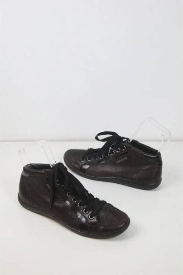 Prada Vintage Pre-owned Leather sneakers Black Dames