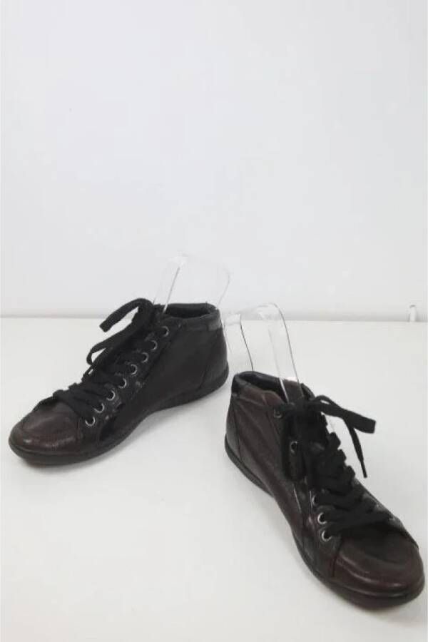 Prada Vintage Pre-owned Leather sneakers Black Dames