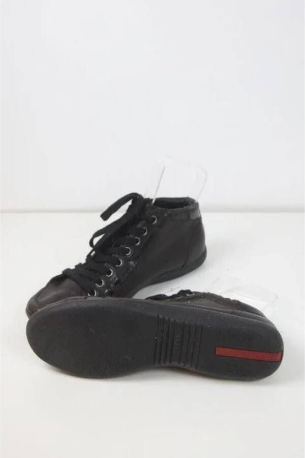 Prada Vintage Pre-owned Leather sneakers Black Dames