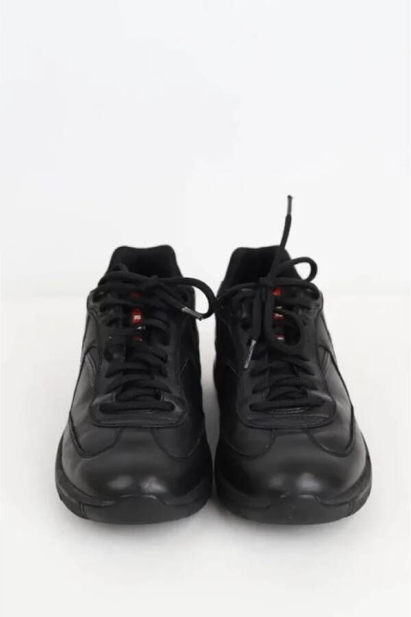 Prada Vintage Pre-owned Leather sneakers Black Dames