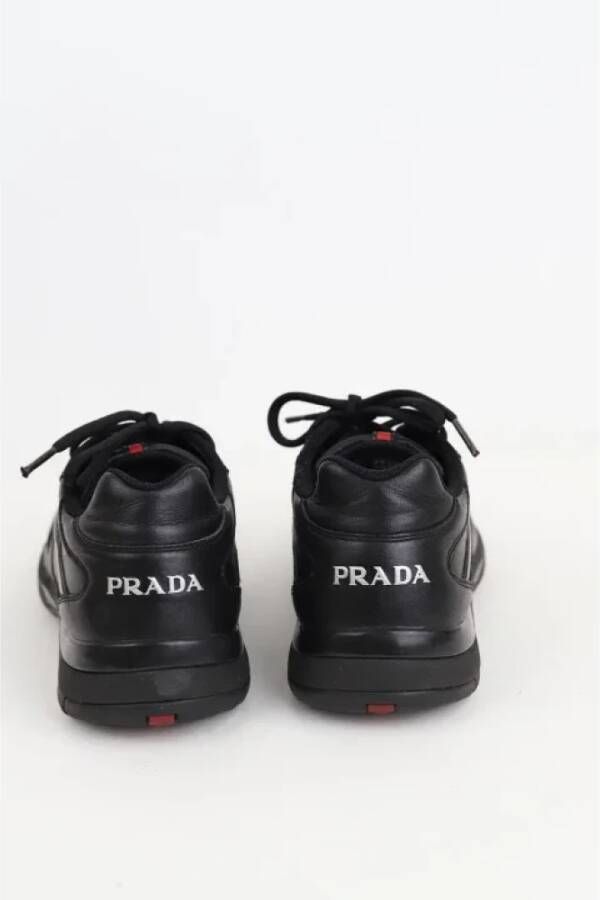 Prada Vintage Pre-owned Leather sneakers Black Dames