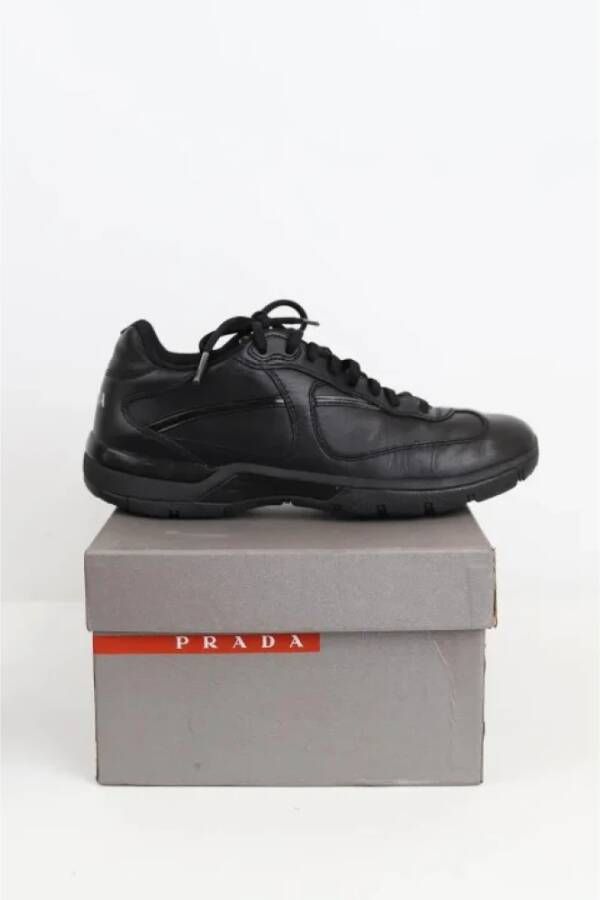 Prada Vintage Pre-owned Leather sneakers Black Dames