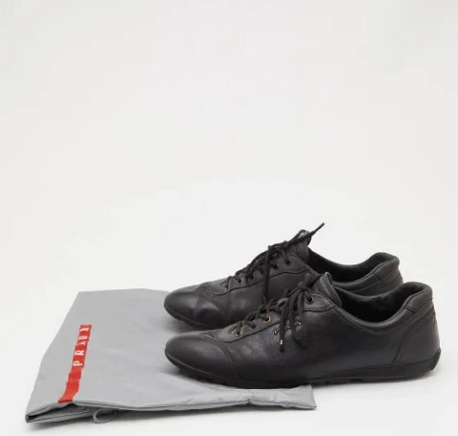 Prada Vintage Pre-owned Leather sneakers Black Heren