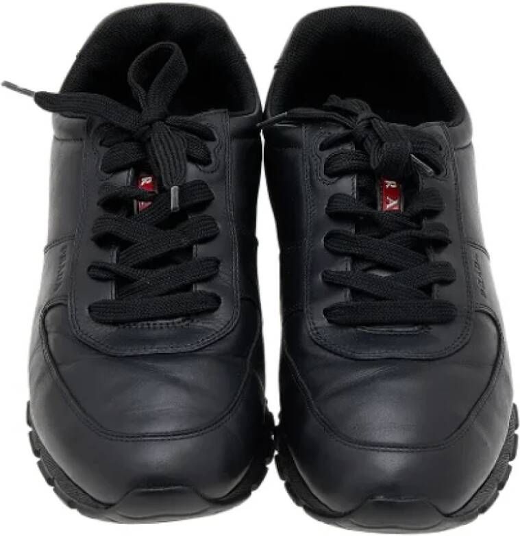 Prada Vintage Pre-owned Leather sneakers Black Heren