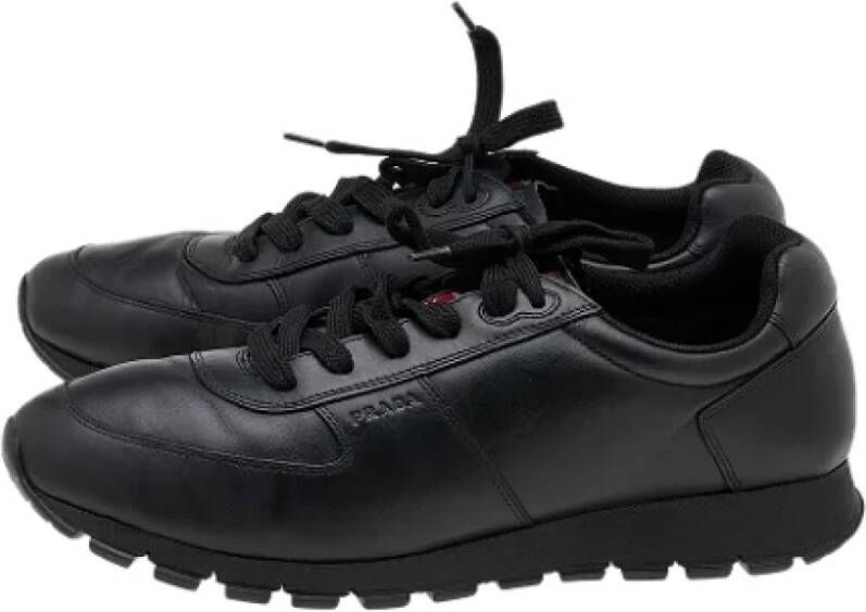 Prada Vintage Pre-owned Leather sneakers Black Heren