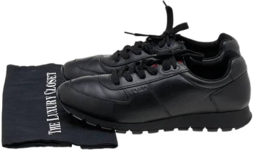 Prada Vintage Pre-owned Leather sneakers Black Heren