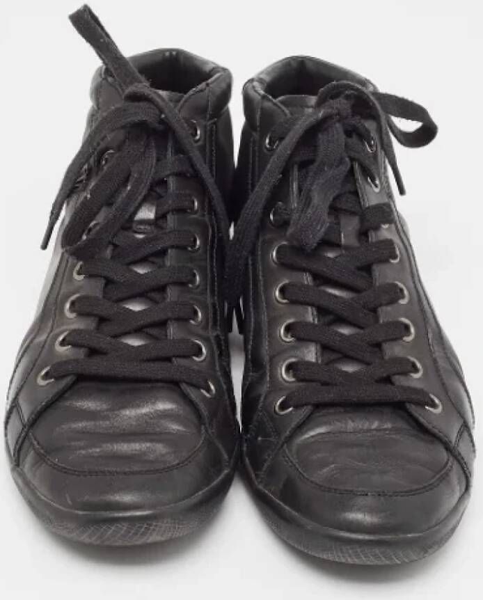 Prada Vintage Pre-owned Leather sneakers Black Heren