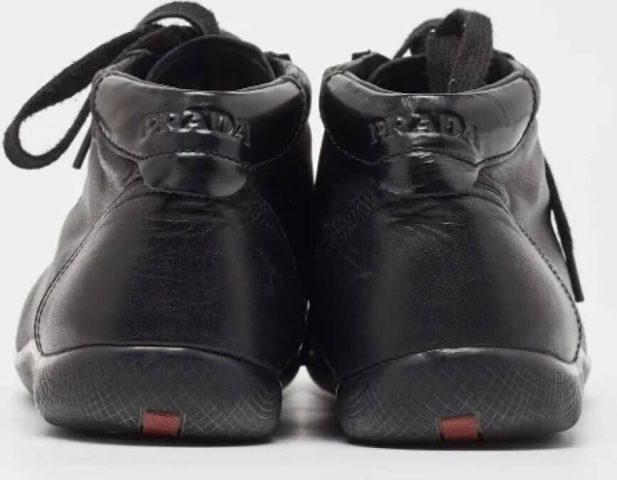 Prada Vintage Pre-owned Leather sneakers Black Heren