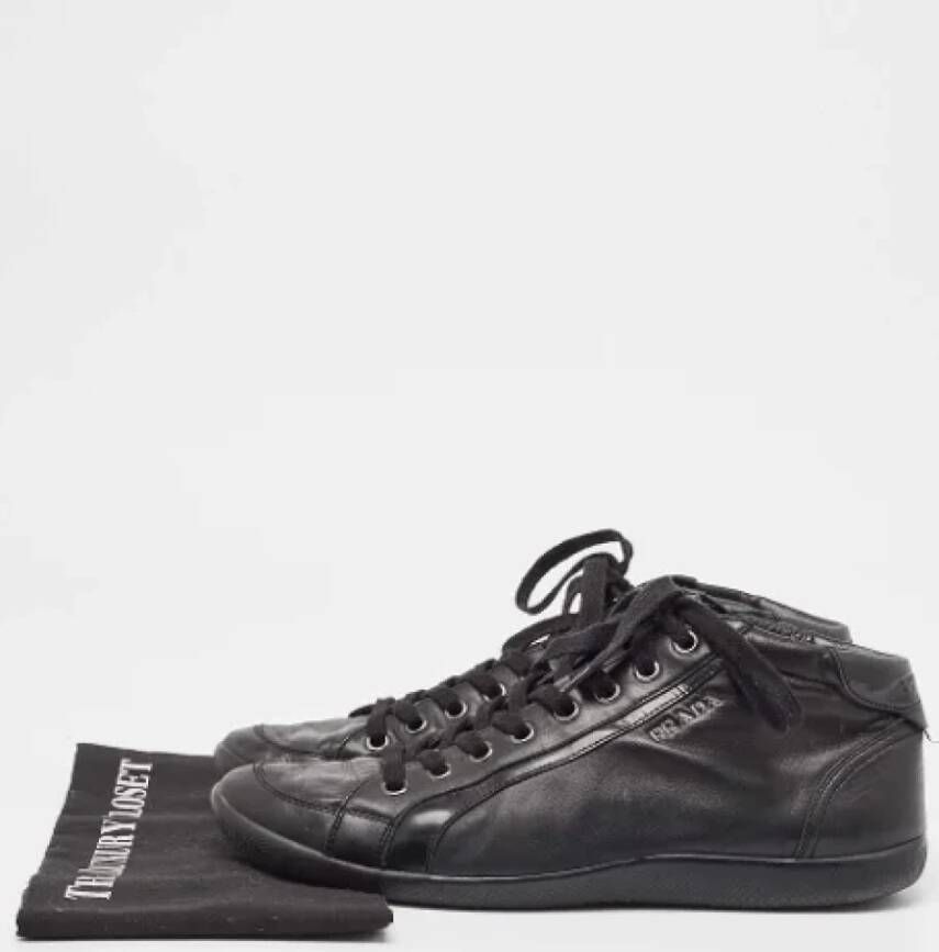 Prada Vintage Pre-owned Leather sneakers Black Heren
