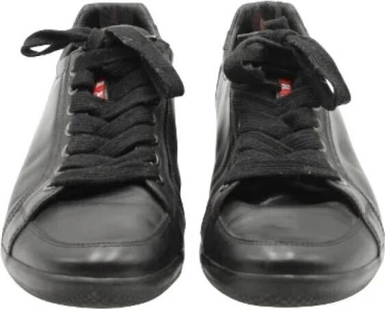 Prada Vintage Pre-owned Leather sneakers Black Heren