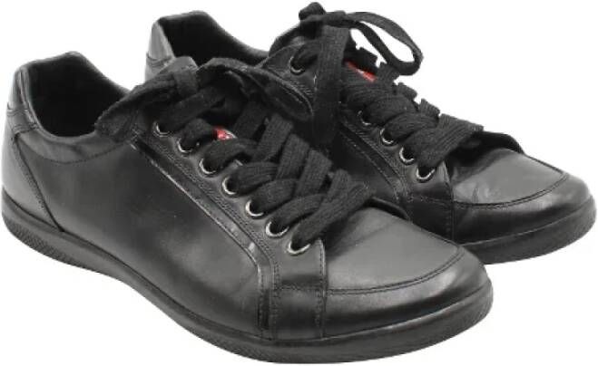 Prada Vintage Pre-owned Leather sneakers Black Heren