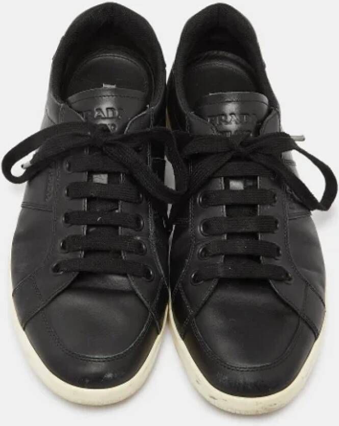 Prada Vintage Pre-owned Leather sneakers Black Heren