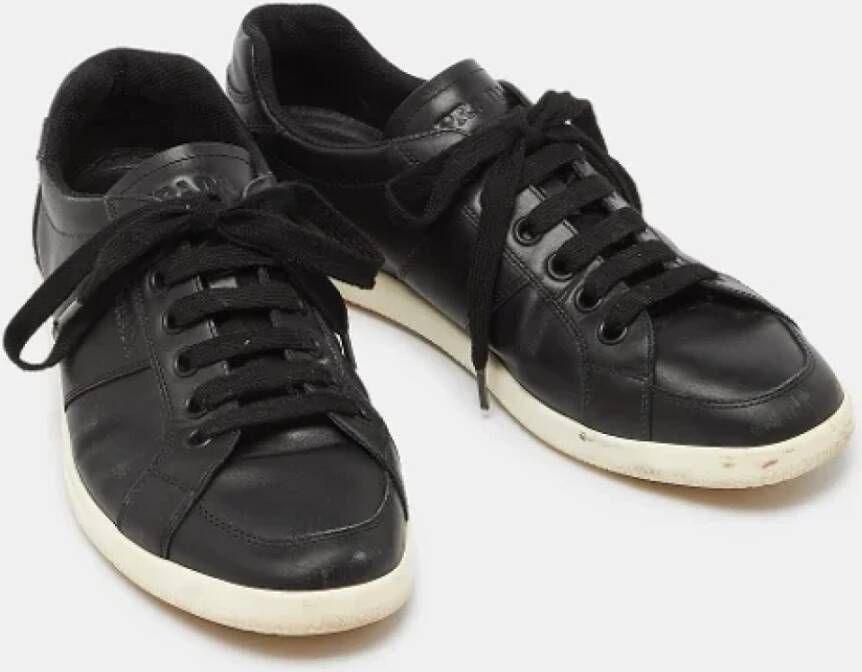 Prada Vintage Pre-owned Leather sneakers Black Heren