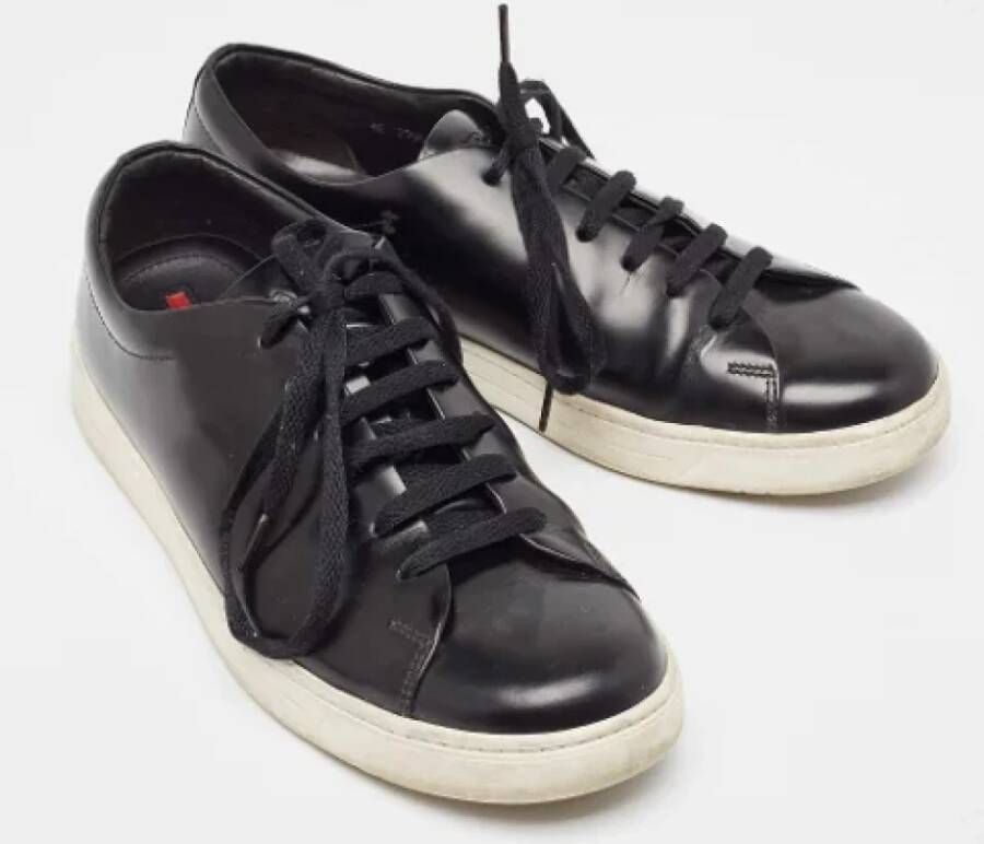 Prada Vintage Pre-owned Leather sneakers Black Heren