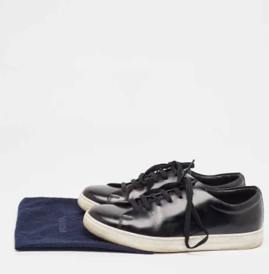 Prada Vintage Pre-owned Leather sneakers Black Heren