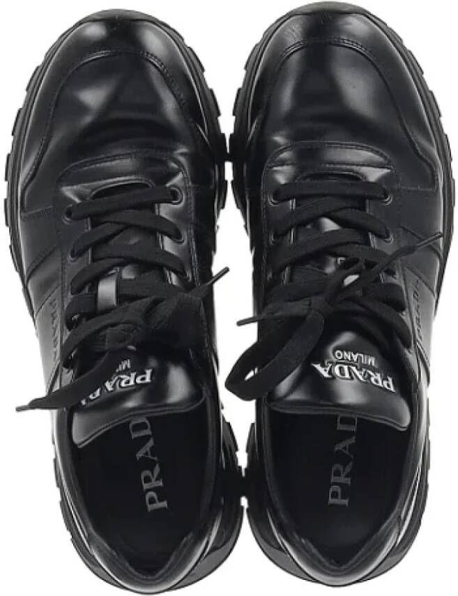 Prada Vintage Pre-owned Leather sneakers Black Heren