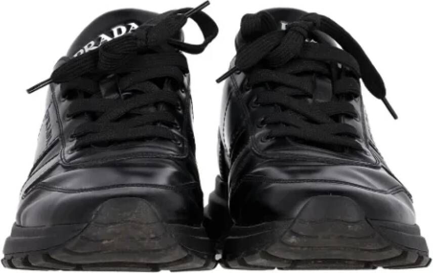 Prada Vintage Pre-owned Leather sneakers Black Heren